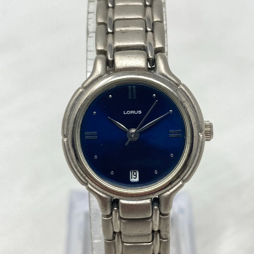 Lorus Watch Women 24mm Silver Tone Date Blue Dial Matte WR New Battery 6.5